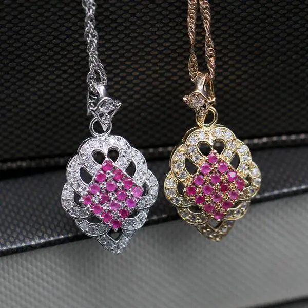

Fashion Women Pendant Gold Color Natural Red AAA Cubic Zirconia Necklace Pendant For Women Birthday Gift 2colors F03-1