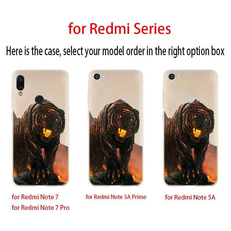 Свирепый Волк тигр лев Модный мягкий чехол из ТПУ с принтом &quotобложка для Xiaomi Redmi