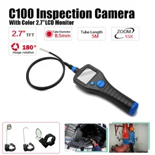 C100 8.5mm 2.7″ Endoscope Borescope Inspection Snake Camera Rotate Zoom Total 5 Meter