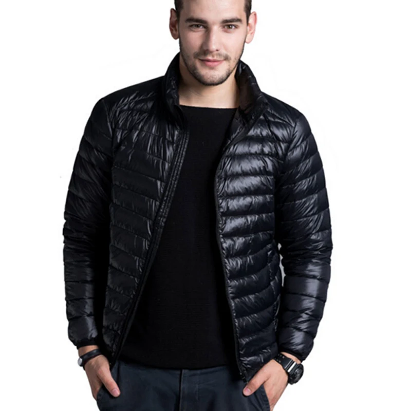 Down Jacket Men Casual Spring Autumn Winter Stand Collar Fashion Warm Coat Mens Ultra Light Thin White Duck Down Jackets 4XL