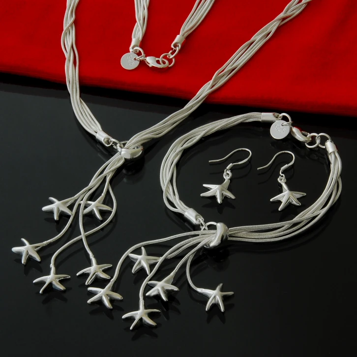 

Free Shipping Wholesale Fashion Jewelry S675 925 sterling silver jewelry set, fashion jewelry set Bracelet Necklace Earring
