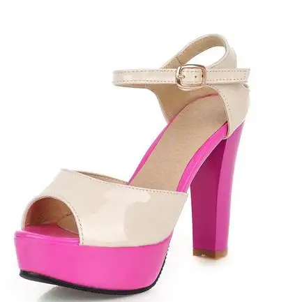 

summer Europe and the United States Rome sandals sexy high-heeled sandals female fish mouth shoes wear color super large shoes