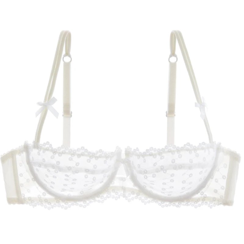 Sexy half-cup bra super thin lace embroidery sponge transparent thin underwear bra