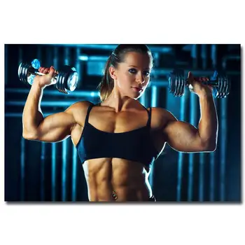 

NICOLESHENTING Bodybuilding Motivational Art Silk Poster 12x18 24x36inch Fitness Exercise Wall Pictures Gym Room 026