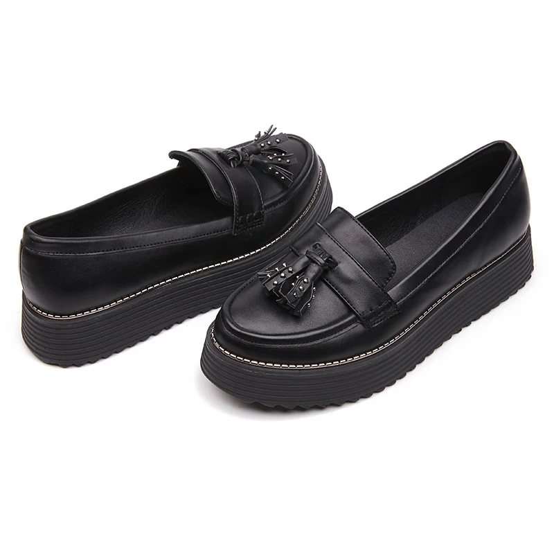 AIMEIGAO Spring Autumn Casual Women Platform Shoes Tassel Flat Heels Shoes Slip On Tassel Moccasin Shoes For Women 5 cm Shoes