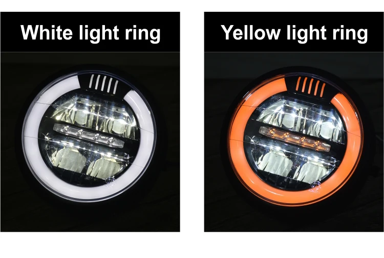 6,9 дюймов винтажный мотоциклетный головной светильник светодиодный модификация пользовательский общий дневной ходовой светильник кольцо желтый белый ретро