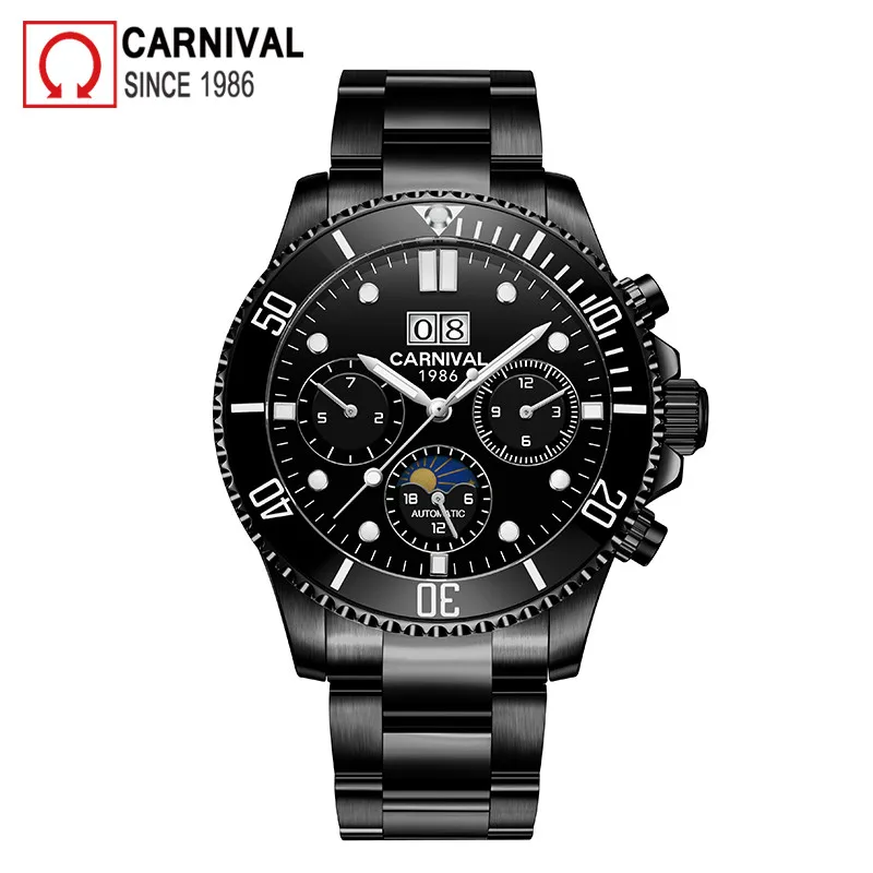New 2018 Sport Carnival Designer Mechanical Automatic Watch Men Multifunction Waterproof Mens Watches Military Clock Submariner