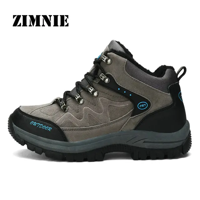 ZIMNIE New Winter Men Outdoor Hiking Boots Shoes High Quality Brand Pu Leather Mountain Shoes Male Sport Shoes Plus Size 36~48