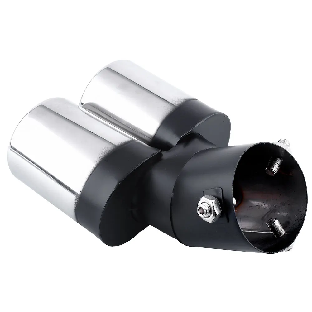 Car Vehicle Double Exhaust Muffler Tail Pipe Trim 16x12cm Adjustable