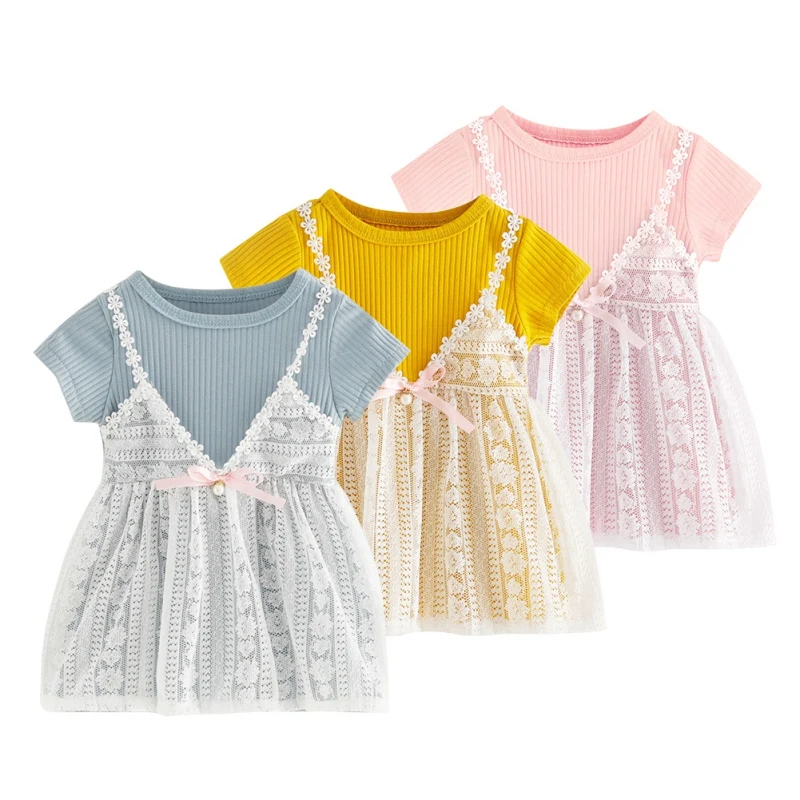 

2018 New Style Baby Girl Lace Princess Dress Summer Toddler Infant Short Sleeve Cute Dresses Wedding Party Clothes