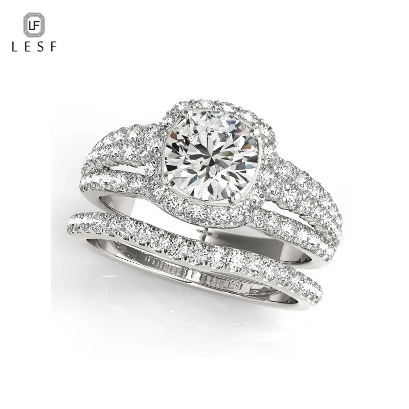 

LESF Fashion 925 Silver Ring Round Cubic Zircon 5A 100% Pure S925 Sterling Solid Silver Rings for Women Jewelry Size