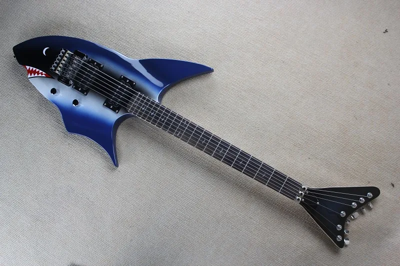 

Manufacturers custom shop high quality Shark shape electric guitar with Dual Humbucking Pickups Floyd Rose Tremolo 1411-11