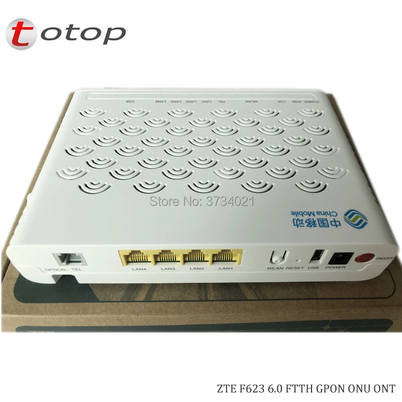 50 шт. Бесплатная доставка zte F623 6,0 FTTH GPON ONU ONT маршрутизатор 1GE + 3FE + Тел + + wifi + USB 100% Новый волоконно-оптический терминал