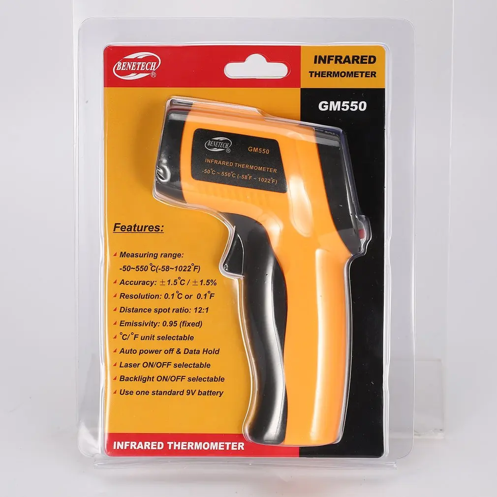 

BENETECH Digital GM550 Infrared Non Contact Infrared Thermometer Temperature Pyrometer IR Laser Point Gun -50~550 Degree
