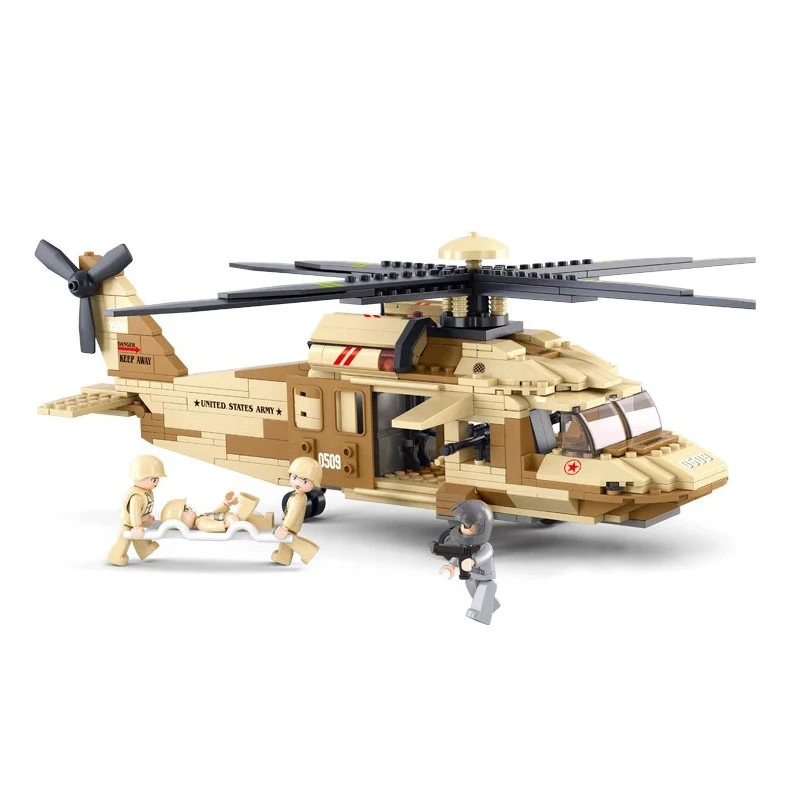 

SLUBAN 0509 Military Helicopter blocks Plastic Building legoe Airplane Model Construction Hobbies Bricks Children Gift Toys