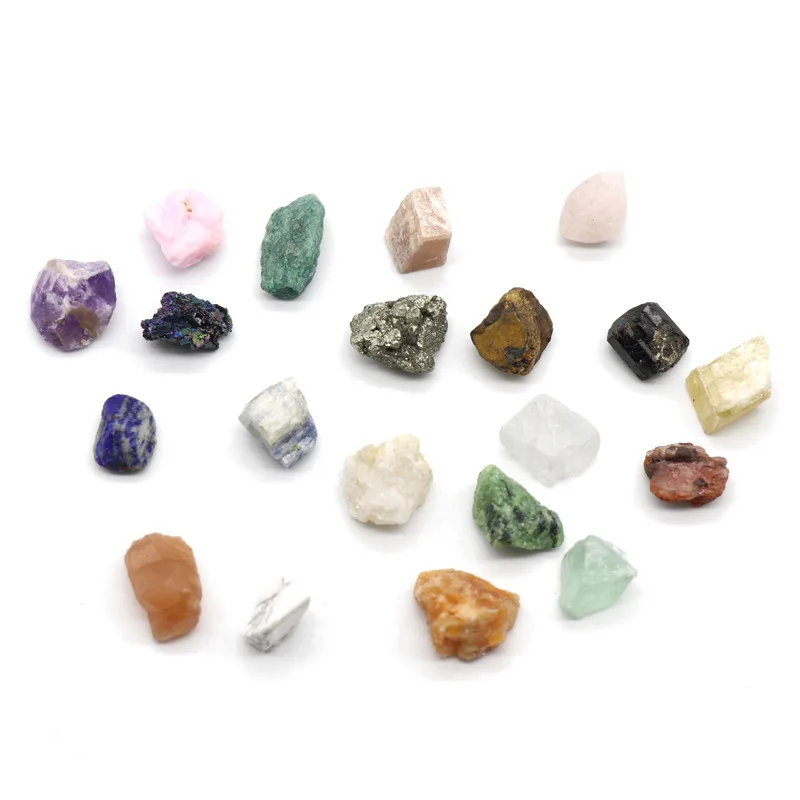 20pcs Reiki Healing Chakra Semi-Precious Gemstone Polished Rock Beads Box Set