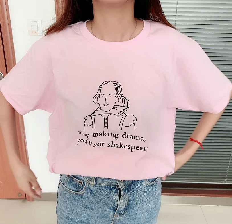 

kuakuayu HJN Stop Making Drama You Are Not shakespeare Vintage 80s 90s Printed Fun Yellow Goldenrod Athletic Tshirt