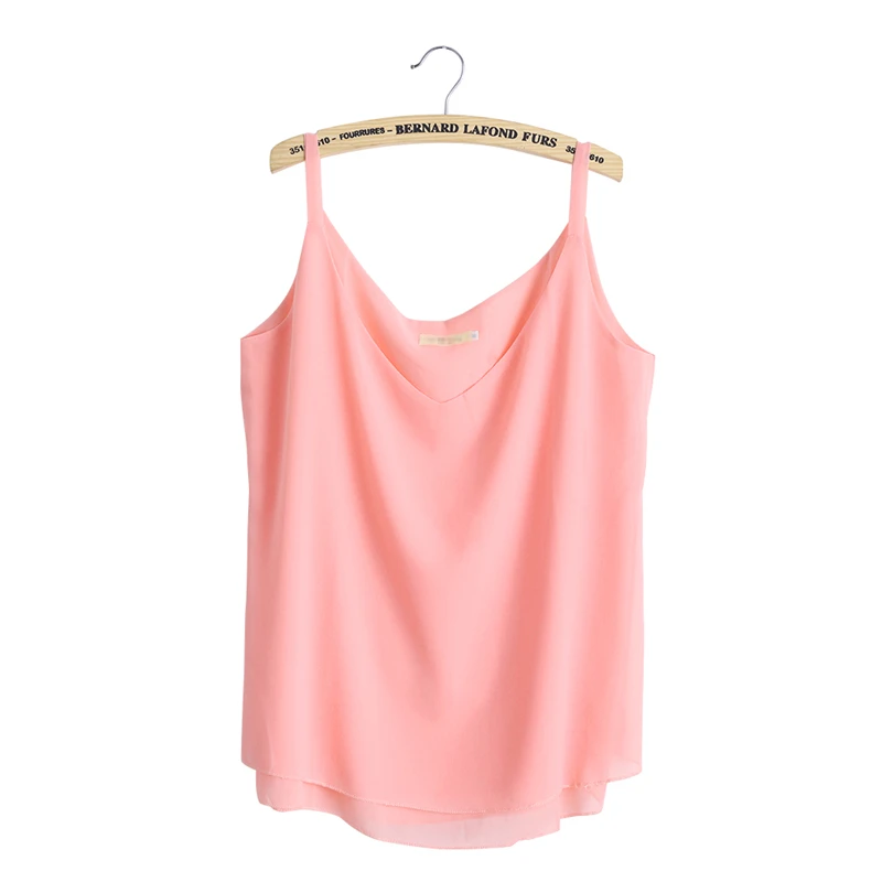 Elegant Women Plain Baggy Sling Camisole V-neck Slim Sexy Tank Tops Solid chiffon cool Cami top tanks woman