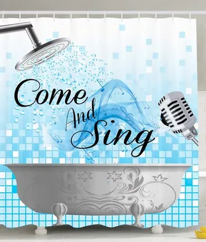 

Funny Shower Curtain Sing Along Inspirational Come and Sing Singing Fun Musician Gifts for Men Women Music Lover Musical Notes B