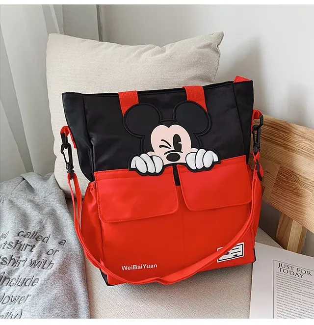 Mickey Handbag Nylon Women Bag Cute Large Capacity Female Shoudler Bag Kids Girl Boy Crossbody Bag Tote Bolsa Feminina