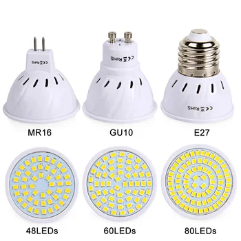 

E27 Led Bulb GU10 MR16 Spotlight SMD2835 AC 220V 230V LED Lamp Super Bright Lights 48 60 80 LEDs Lamp Lighting For Decortion