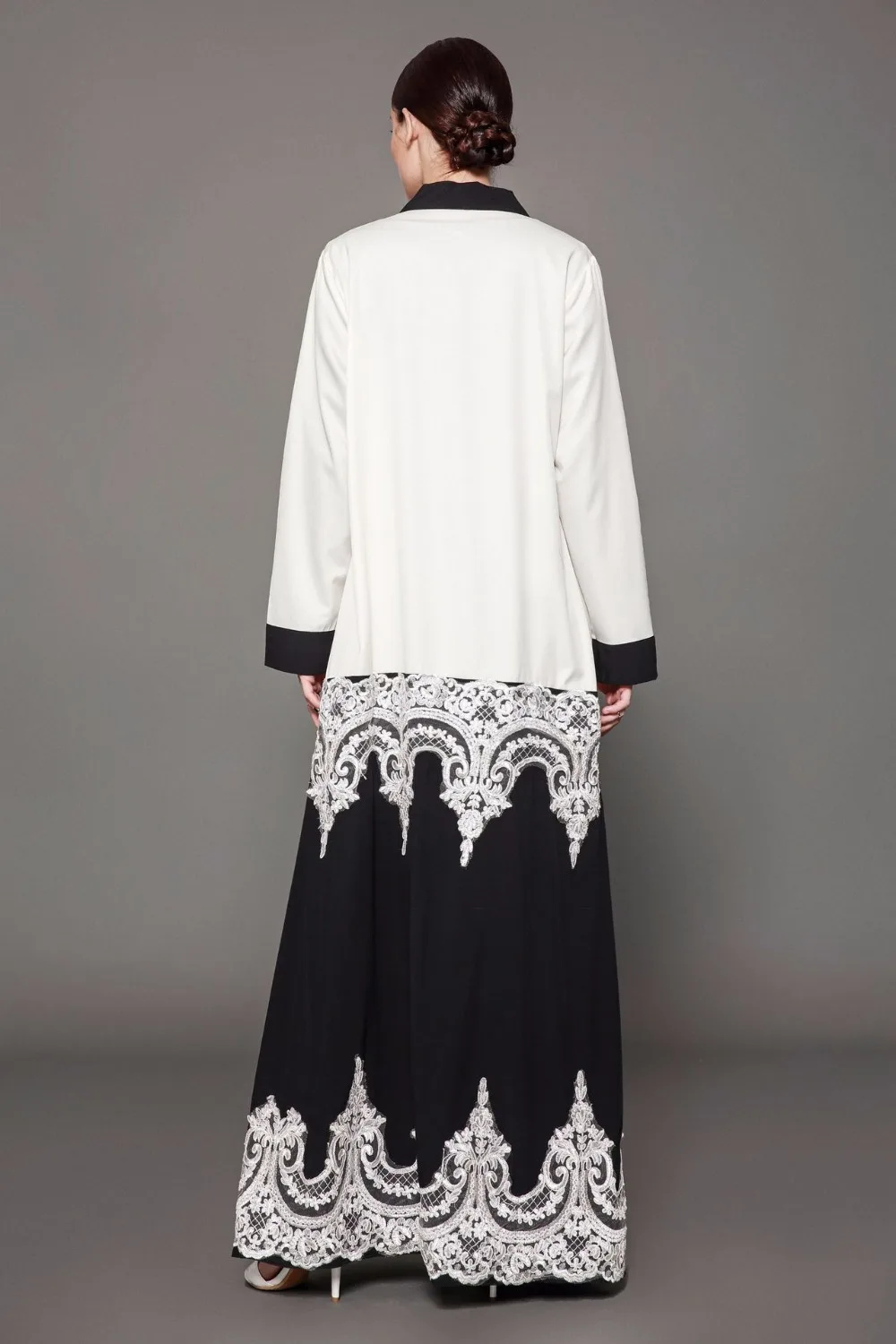 Женское мусульманское платье черно белое лоскутное большого размера 5XL Abaya в