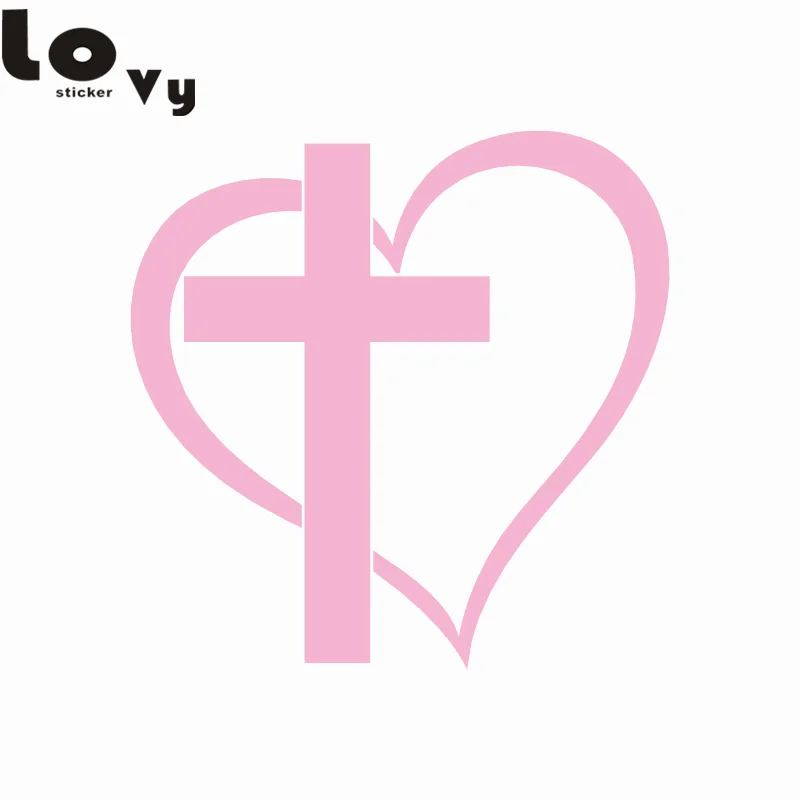 picture Love Heart Cross Jesus Photos 2pcs cross heart jesus god heart love vinyl car sticker decal