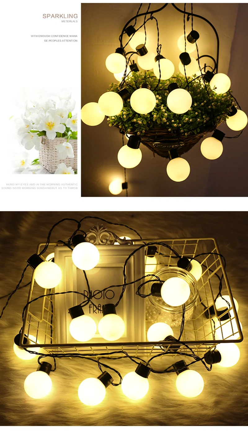 Iluminação ao ar Bola de Luz Luzes de Natal de Casamento Jardim da Lâmpada Livre Leds 4 cm Tamanho Grande Led String Fada Ano Novo Guirlanda 5 m 20 5 leds 4 cm tamanho grande Bola de