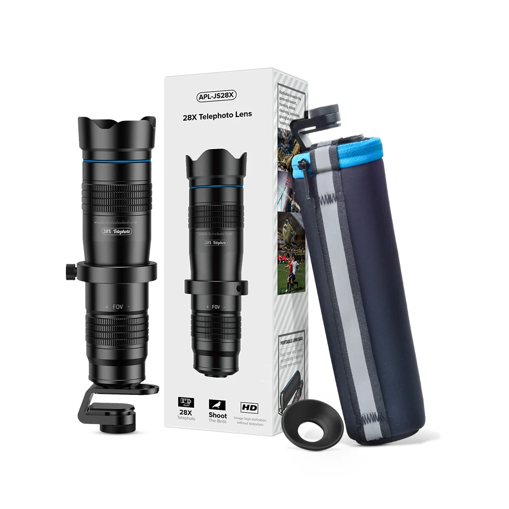 APEXEL Optic Phone Camera Lens HD 28X Metal Telescope Lens Monocular With Mini Selfie Tripod For iP