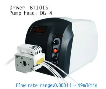 

BT101S / DG6-4 (6 Rolls/wheels) Variable Precise Low Flow Speed Peristaltic Dosing Pump Fluid Water Pump 0.00016 to 26 ml/min