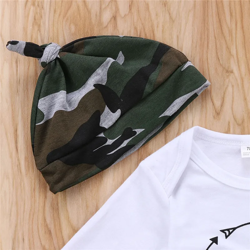 3 шт. камуфляжная футболка с длинным рукавом и штаны + шапка|camouflage romper|top babyclothes fashion