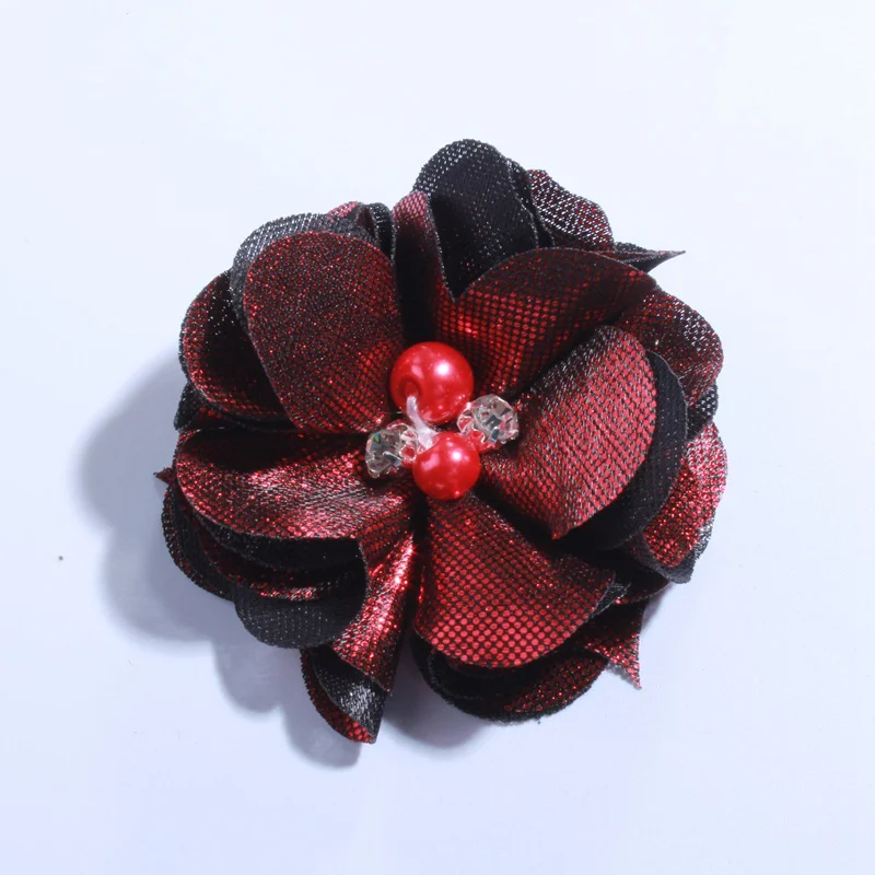 10 шт 5,5 см Горячая металлические тканевые цветы для свадебного украшения искусственные цветы для дома и сада - Цвет: Red