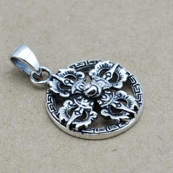 

S925 sterling silver Thai silver pendants pestle Tantric method round cards vintage jewelry