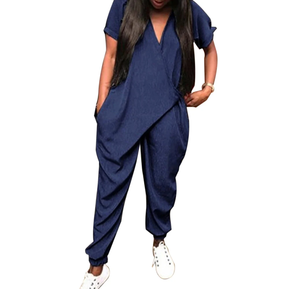 2018-New-Rompers-Womens-Jumpsuit-Fashion-V-Neck-Short-Sleeve-Loose-Playsuit-Overalls-Ladies-Casual-Hip