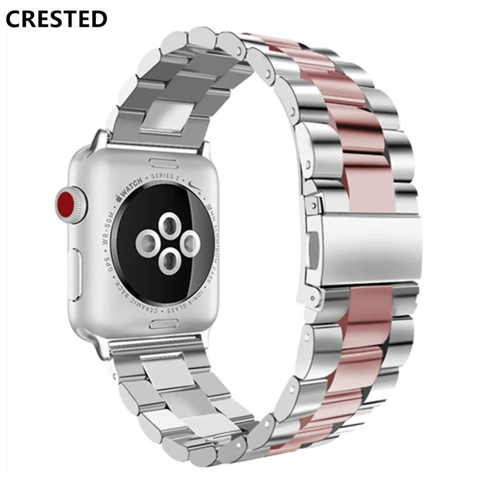 

CRESTED stainless steel strap For Apple watch band 4 44mm 42mm correa iwatch 3 band38mm/40mm link bracelet wrist belt series 2/1