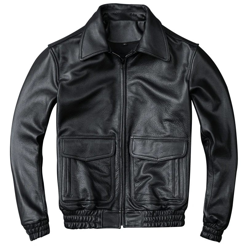 Vache Veste En Taille Vol Manteau La Cuir Peau Militaire Quetsche A2 Plus Harley Véritable Hommes Pilote Black Xxxxl De Noir D'hiver Russe EHWYD2I9