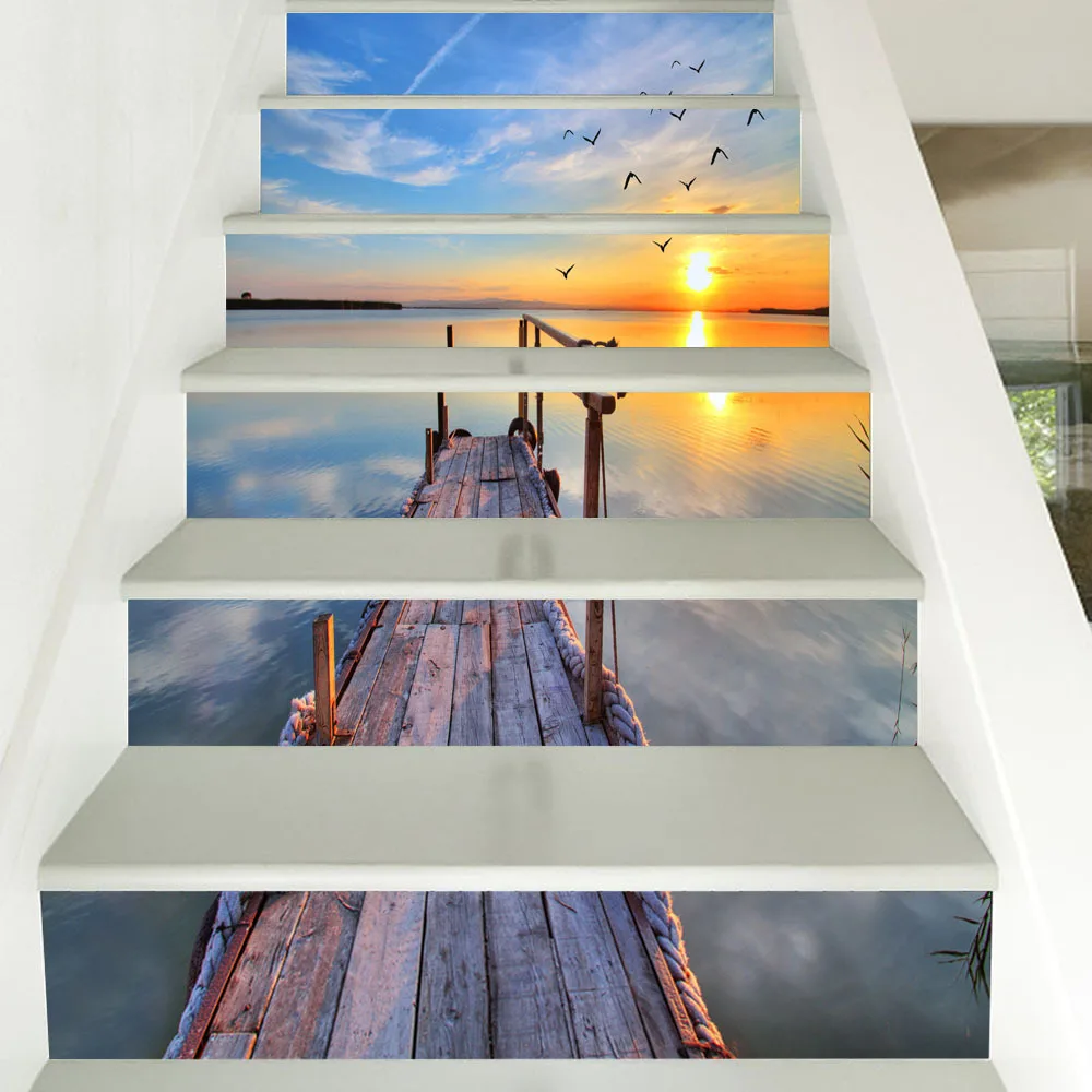 Sea Sunset Scene Home Office Decal Stairs Stickers Hotel Room