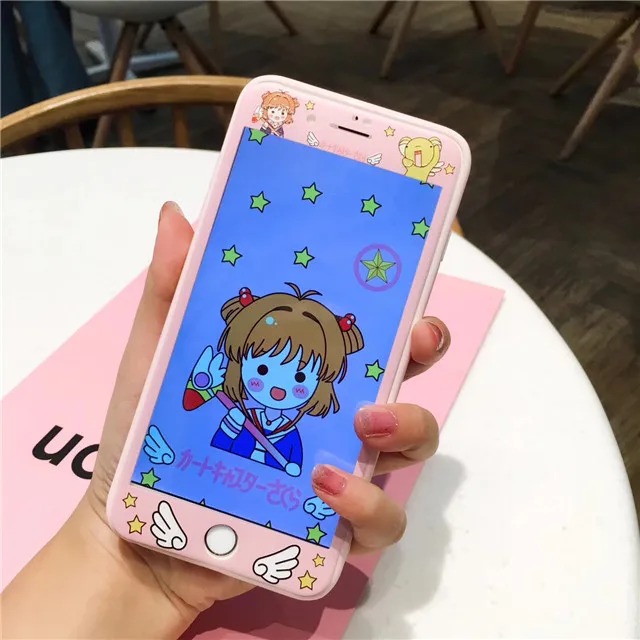 Милый Сейлор Мун Cardcaptor Sakura аниме 3D полное покрытие Передняя пленка Закаленное стекло для iPhone 6 6S Plus 7 8 Plus защита экрана - Цвет: 63