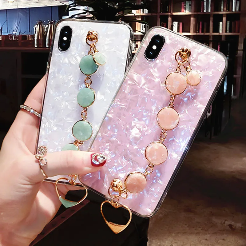 Fresh Cute Girls Rhinestone Diamond Chain Bracelet Shell Soft Phone