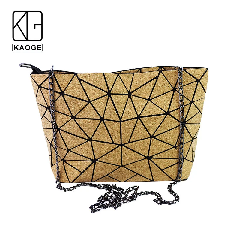 

KAOGE Vegan Natural cork chain bag for women 2019 Handbag female luxury hand bags shoulder crossbody bags for women designer bao