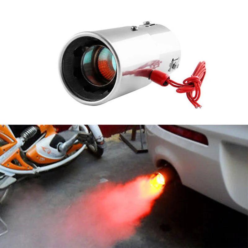 

Universal Car Racing LED Exhaust Pipe Spitfire Red Light Decoration Flaming Muffler Tip Car Rear Tail Throat Liner Accessories