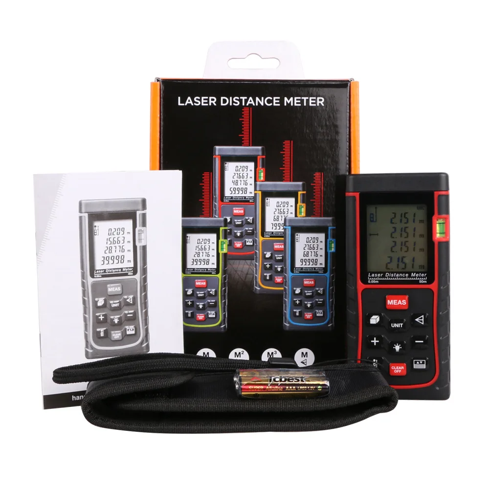 

Free shipping SNDWAY Factory outlet 50m Digital Laser distance meter Bubble level Laser Rangefinder measure Tool