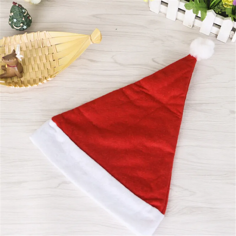 10Pcs/lot Adult Ordinary Christmas Hats Santa Hats Children Cap for Christmas Party Props New Year Gift