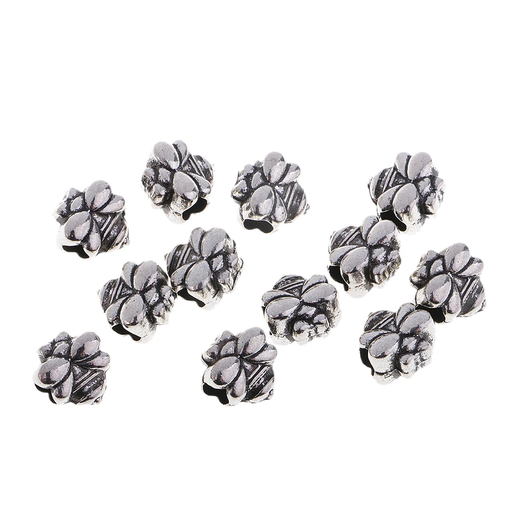 Pack of 12 Beautiful Large Hole Beads Metal Decorative Beads for Clothing Bags Shoes Bracelet Decor	
