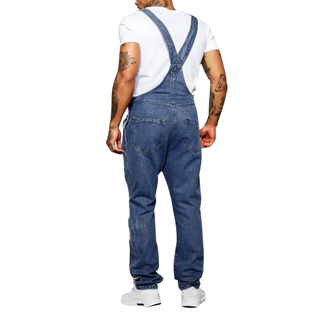Мужской комбинезон CHAMSGEND, уличный повседневный комбинезон, джинсы с потертыми дырками и карманами, Pantalon Homme, брюки на подтяжках