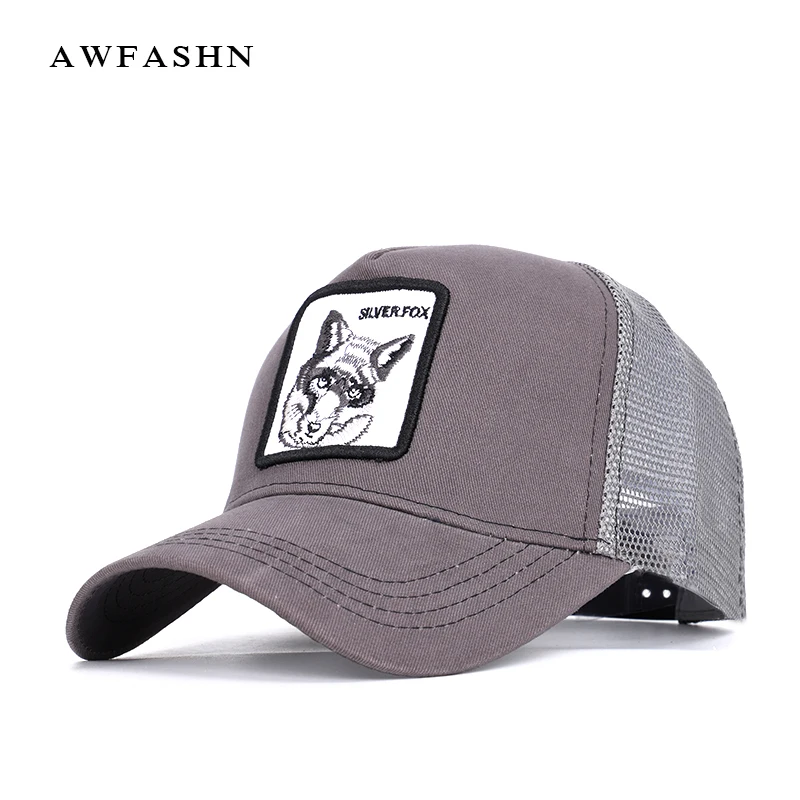 

2018 High Quality Mesh Baseball cap Animal Embroidery hip hop hat Wolf Man Woman Summer Hats Unisex Vintage Shades Bone Sport