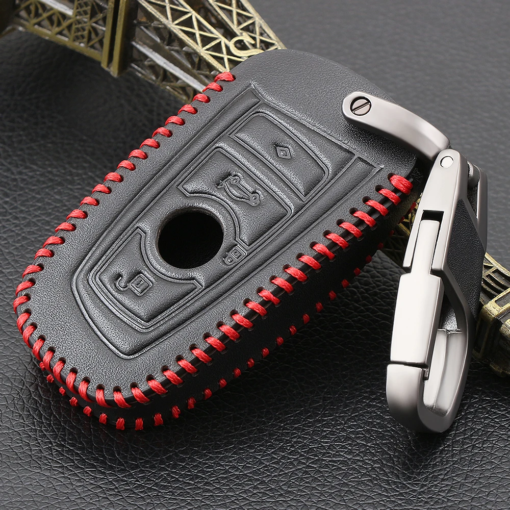 

VCiiC Keychain Key Cover Genuine Leather Key Case For BMW 5 GT F07 F10 F11 520 525 520I 530D E34 E60 E70 2/3 Button Remote Key