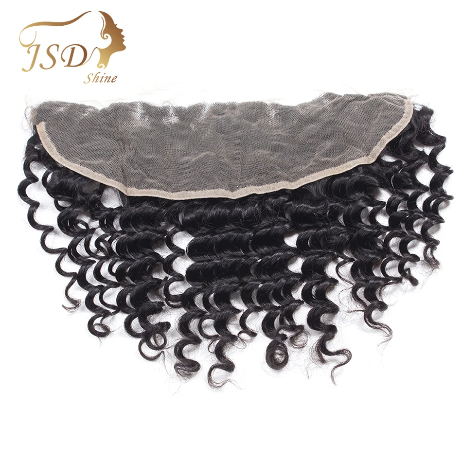 

JSDShine Hair Brazilian Deep Wave Lace Frontal 13X4 Ear To Ear Remy Hair 100% Human Hair Lace Closure Natural Color 8-20''