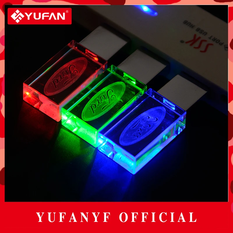 YUFANYF 2017 pendrive 3 colors Red blue green LED Ford car LOGO font b USB b