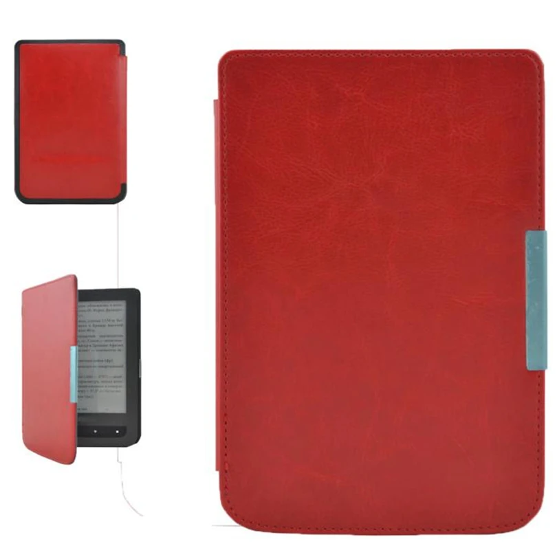 Чехол-книжка с подставкой для планшета Crazy Horse, кожаный чехол для Pocketbook 614 624 626 640 6 дюймов, противоударный чехол A30 - Цвет: Red